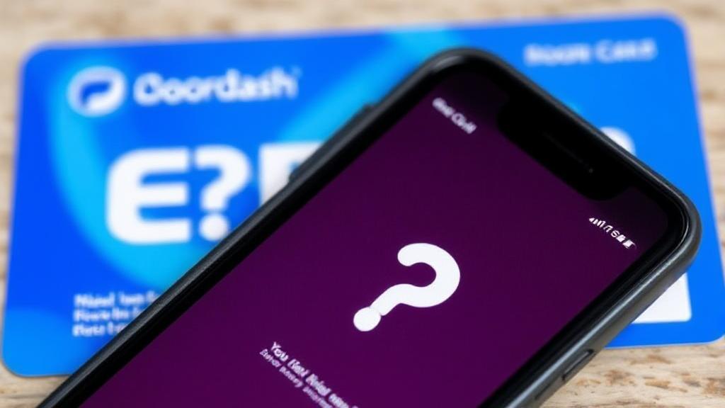 A smartphone displaying the DoorDash app with a question mark and an EBT card in the background, symbolizing the inquiry about EBT acceptance.