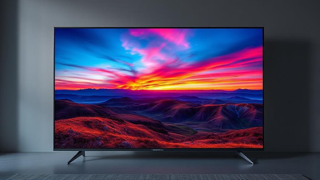 A vibrant, high-contrast image showcasing a stunning landscape on a modern TV screen, illustrating the enhanced color and detail of Dolby Vision HDR technology.