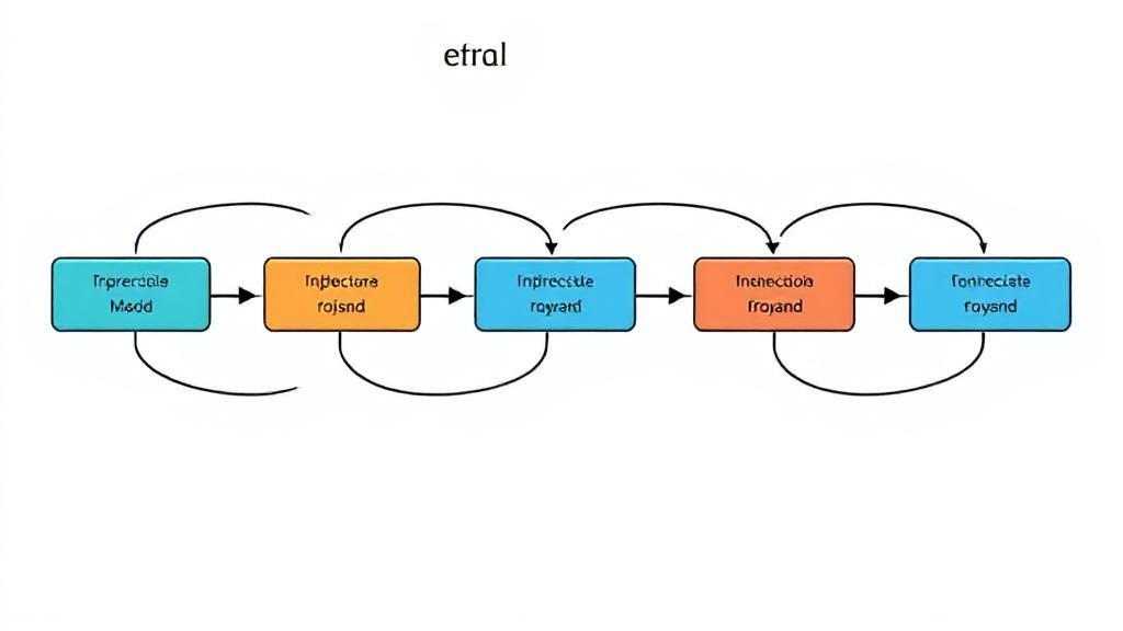 A dynamic illustration of processes in a queue, each taking turns in a circular fashion, representing the Round Robin scheduling algorithm.