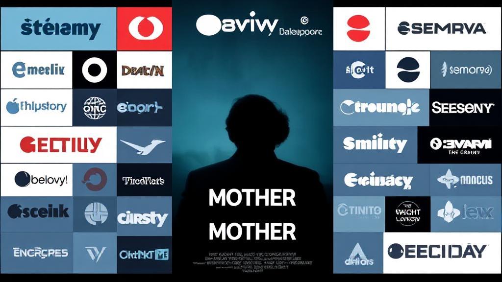 A captivating collage of streaming platform logos surrounding the movie poster for "Mother."