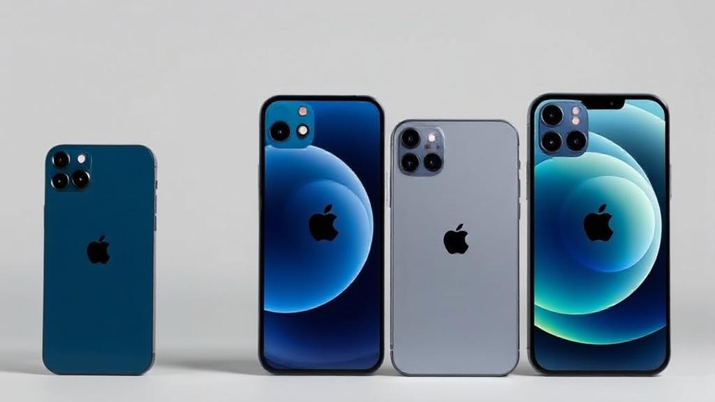 A side-by-side comparison of the iPhone 14 models, showcasing their varying sizes against a neutral background.
