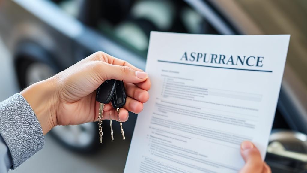 A header image depicting a person holding car keys and an insurance policy document, with a car in the background.