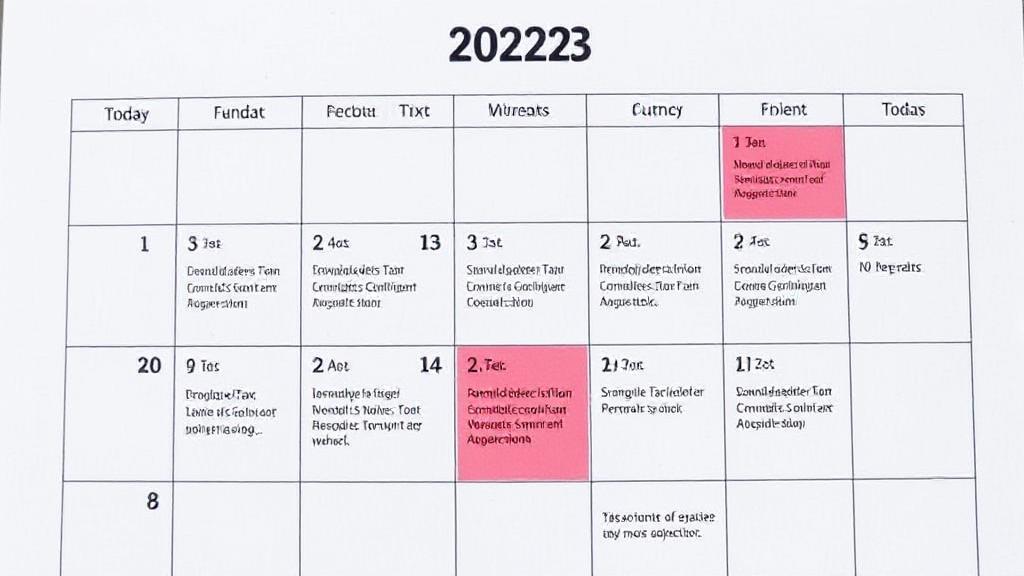 A calendar marked with important tax filing dates and deadlines for 2023.