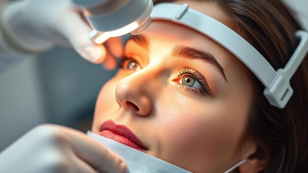 A serene image of a patient calmly undergoing LASIK eye surgery, highlighting the precision and care of the procedure.
