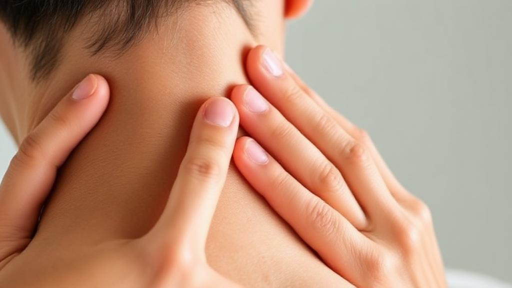 A close-up image of a person gently massaging their neck, symbolizing relief and care for a pinched nerve.