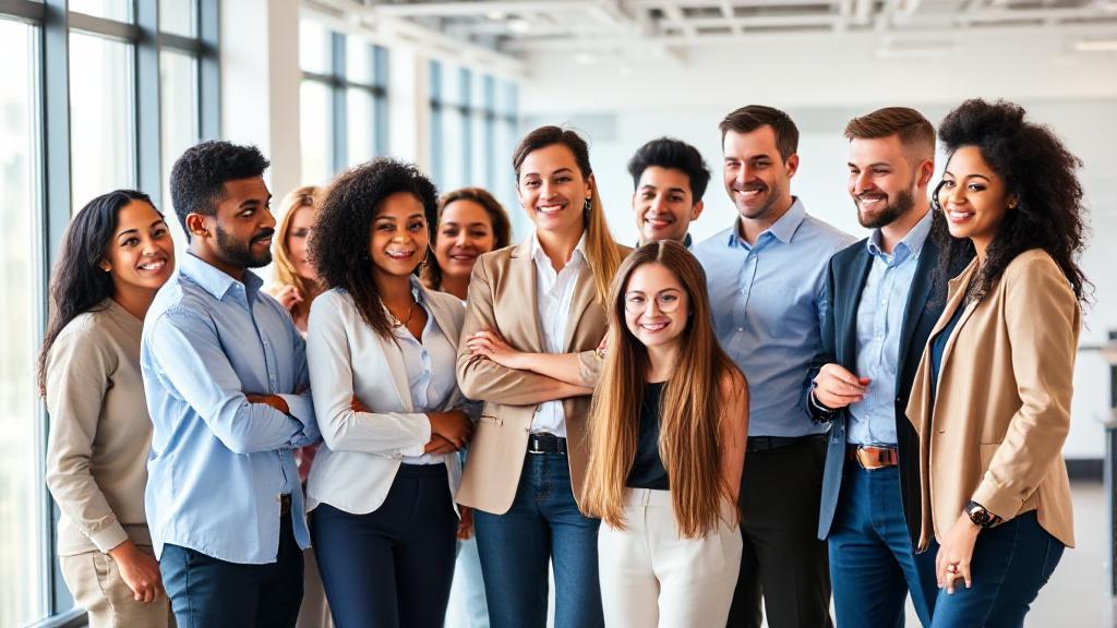 A diverse group of professionals collaborating in a modern office setting, symbolizing the vast career opportunities available with a business degree.