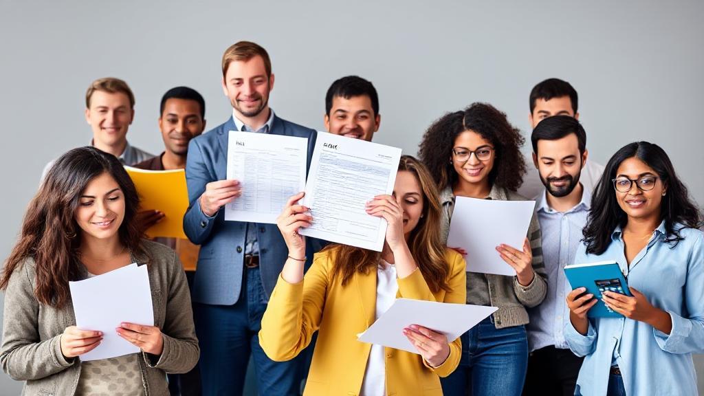 A diverse group of people holding tax documents and calculators, symbolizing various individuals who may need to file taxes.